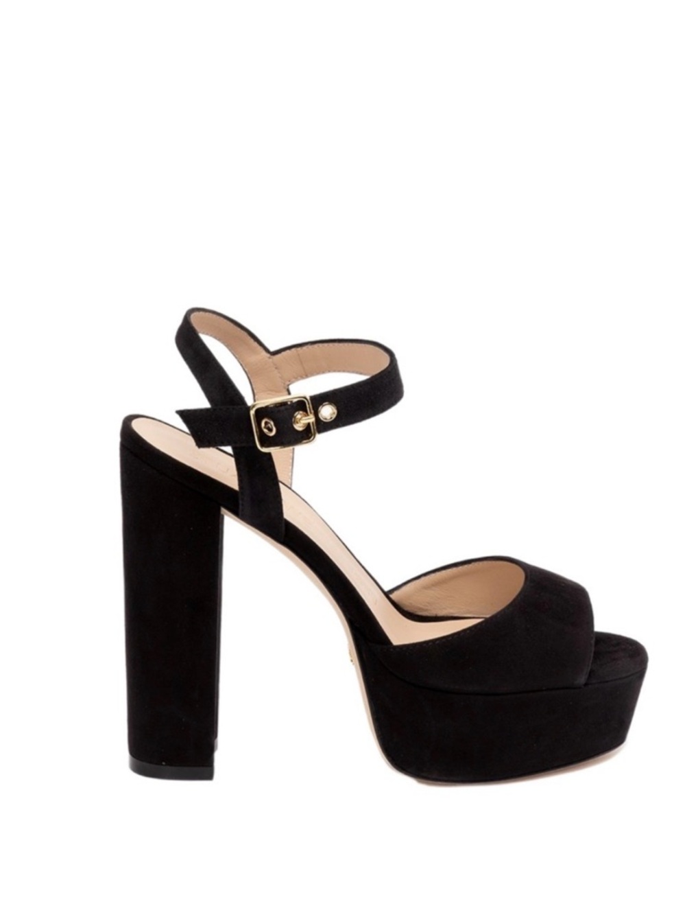 Stuart Weitzman Ryder Black Suede Block Heel Sandals